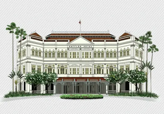 Raffles Hotel Singapore illustration for Landex Singapore